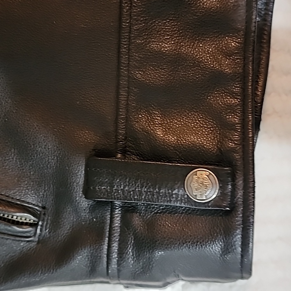 Harley-Davidson Mens FLAME II Leather Jacket RIDE FREE SIZE S Flames Black. - Picture 7 of 16